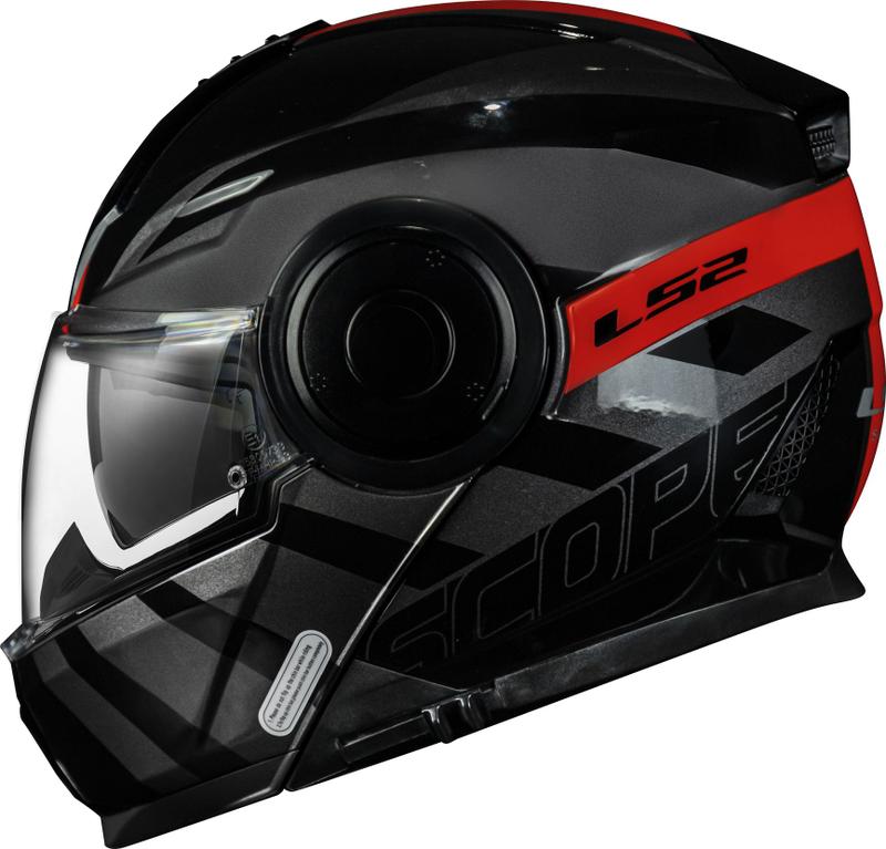Capacete Escamoteável LS2 Scope FF902 Hamr Preto Vermelho
